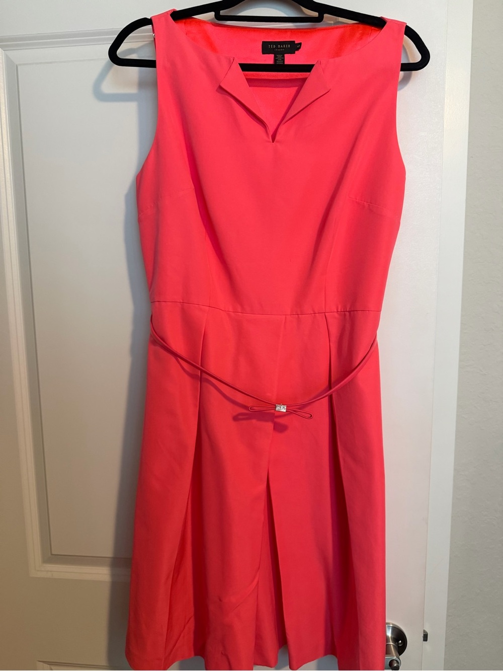 Ted Baker Coral Pink Sleeveless Fit-and-Flare Dress